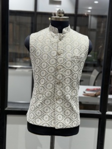 High Quality Men's Designer Reception Wear <b>Nehru</b> <b>Waistcoat</b> Luxury Embroidered Ethnic Vest Global Wholesale Supplier Bulk Order - Product Image 3