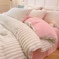 Vente en gros de linge de lit de luxe en velours épais, ensemble de draps plats pour lit king size, ensemble de literie pour la maison