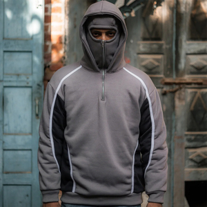 Multi Panels Design Made Long Sleeve Men's Zip Up Hoodies Breathable Windproof Zipper Up Balaclava Zipper Hoodie Male - Product Image 3