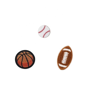 Adult Unisex Sports Embroidered Patches Basketball Baseball Football Design Circular Oval Shape Orange White <b>Brown</b> Red Color - Product Image 1