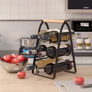 ชั้นวางไวน์ไม้เนื้อแข็ง 3 ชั้น รุ่นคลาสสิก Mecor สำหรับ 6 ขวด ตกแต่งบ้าน บาร์ - Product Image 3