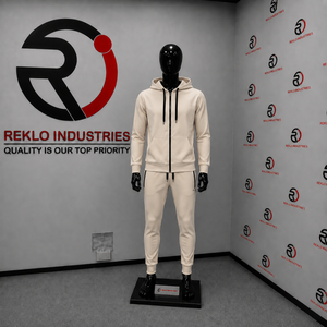 Men's Beige Hooded Tracksuit <b>Full</b> <b>Zip</b> <b>Sweatshirt</b> And Pants Set Casual Solid Color Cotton Autumn Wear Modern Comfort Tracksuits - Product Image 3