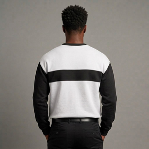 Sudadera Casual de Invierno para Hombre, Cuello Redondo, 100% Algodón, Diseño de Bloques de Color, Dos Tonos, Apliques, Bordado Personalizado, Cierre de Cremallera, Talla Grande - Product Image 5