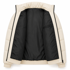 Veste matelassée pour homme OEM, impression personnalisée, manteau d'hiver rembourré, col haut, poignets côtelés, marque privée, fabricant en gros - Product Image 5
