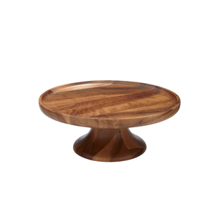 Support à gâteau rond en bois de manguier naturel, fait main, style moderne, écologique, bord festonné, finition marron, support à gâteau décoratif en bois - Product Image 6