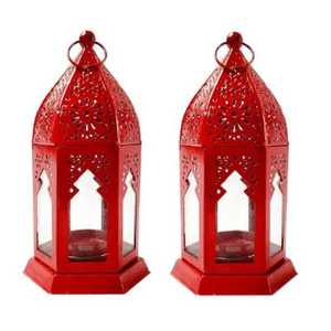 Hand Crafted Golden Lantern Hexagonal Shape Intricate Cutout Frame Dome <b>Top</b> Hanging Ring Side Latch Candle Warm Glow Ambient - Product Image 6