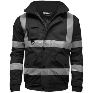 <b>Reflective</b> High Visibility Hooded Winter Canvas Waterproof Breathable Safety <b>Jacket</b> for <b>Men</b> with Night Front Logo Safety <b>Jacket</b> - Product Image 2