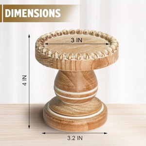 Porte-bougies vintage en bois naturel, support pour bougies chauffe-plat, décoration de table rustique, fait main, pour activités religieuses, accent décoratif de Noël pour la maison - Product Image 1