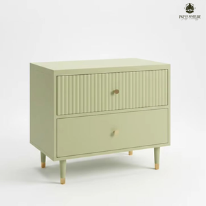 PKP FURNITURE Eco-Friendly Comfortable Modern 2 Drawer <b>Cabinet</b> Midcentury Design Green Wood Bedroom Apartment Furniture - Product Image 1