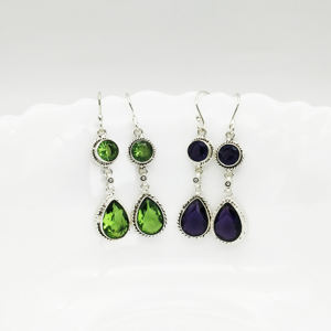 Pendientes Colgantes de Plata de Ley 925 con Peridoto Oxidado |   Pendientes de Peridoto Natural en Forma de Gota |   Joyería de Plata con Piedras Preciosas al por Mayor - Product Image 4