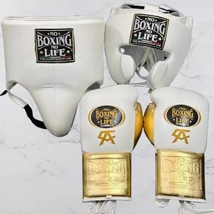 Conjunto de Boxeo Sanda Personalizable de Cuero Genuino Rojo y Negro, Sin Boxeo No Hay Vida, con Protector de Cabeza y Mejillas para Entrenamiento Profesional - Product Image 4