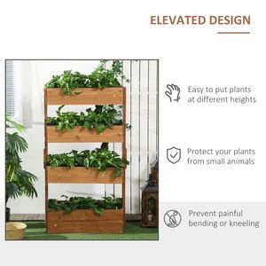 Jardinera Vertical de Madera de 4 Niveles con Drenaje Automático y Tela No Tejida para Flores, Verduras y Hierbas de Exterior - Product Image 2