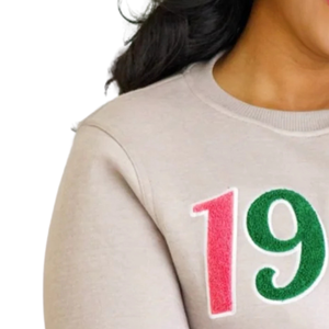 เสื้อสเวตเชิ้ตสีเขียวชมพู 1908 รุ่นเชนิลล์สีเทา สำหรับผู้หญิง แขนยาว คอกลม ผ้าฟลีซ สวมใส่สบาย ปักลายกราฟิก แฟชั่น - Product Image 6