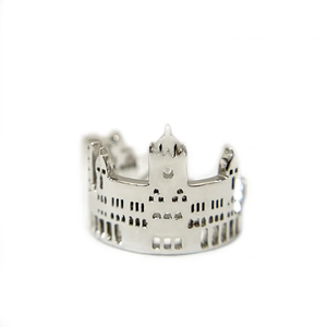 Bague Diamantée Femme Motif Paysage Urbain Sculptural, Plaqué Or Blanc et Or Rose 18K, avec Motifs Gateway India, Palais Taj Mahal et Sea Link - Product Image 4