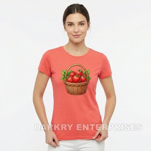 Fabricant de t-shirts personnalisés pour femmes, t-shirt en coton noir, impression néon cœur cerise, impression en sérigraphie en gros, marque privée, usine OEM - Product Image 5