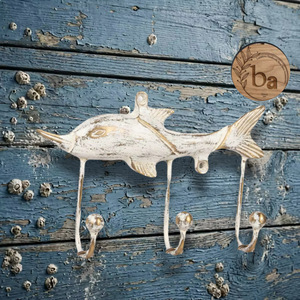 Gancho de Pared de Hierro Fundido con Forma de Pez, Estilo Vintage, 3 Ganchos, Duradero, Ecológico, Instalación Autoadhesiva para Almacenamiento de Ropa - Product Image 1