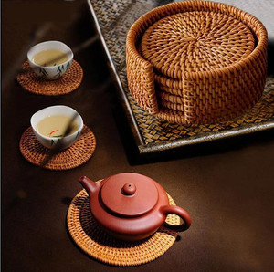 Trivets Pot Bohemian Mats Rattan <b>Coaster</b> <b>Heat</b> Resistant Trivet Multi-use BOHO Rattan <b>Coaster</b> - Product Image 1