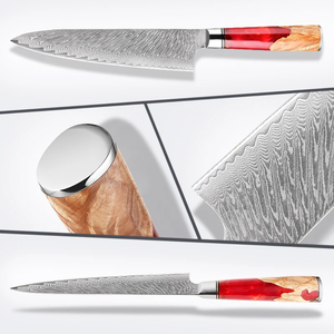Cuchillo de Chef Profesional LEGACY BLADES de Damasco, 8 Pulgadas, Forjado a Mano, Ecológico, Moderno, Ambidiestro, Apto para Lavavajillas, Afilado, con Resina - Product Image 5