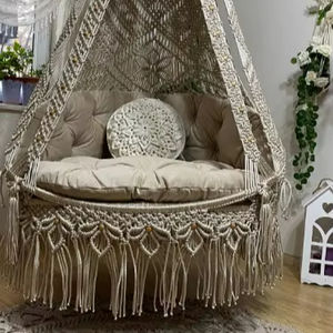 Handmade Macrame Double Hanging <b>Chair</b>: Boho Patio <b>Swing</b> - Product Image 1