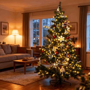 Guirnalda de Abedul Iluminada con 144 LED Blanco Cálido de 7.87 pies, IP45 Impermeable, Ramas Flexibles, 8 Modos, Control Remoto, Guirnaldas Navideñas - Product Image 1