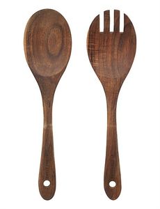 Cuillère et fourchette à salade en bois d'acacia naturel, écologiques, compatibles lave-vaisselle, style américain, ustensile de cuisine en bois, cuillère à soupe pour la maison - Product Image 3