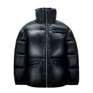 Luxury Black Glossy Puffer Jacket Waterproof Winter Glossy Puffer Jacket Full Zip Duck Down Shiny Fashion <b>Bubble</b> <b>Coat</b> Men - Product Image 1