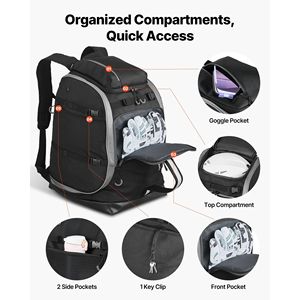 Borsa da sci Oxford impermeabile da 55L zaino da viaggio nero per attrezzatura da Snowboard - Product Image 3