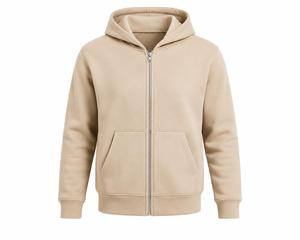 Sweat-shirt à capuche zippé intégral en molleton uni pour homme, coupe classique, manches longues, décontracté, pour l'hiver, 100 % coton tricoté respirant - Product Image 1