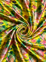 Riviera Rosewood Eco-vriendelijke gekamde geweven luxe katoenen satijn Aquarelle Fleur Premium Kaftan Crimson Lily Shimmer Resort