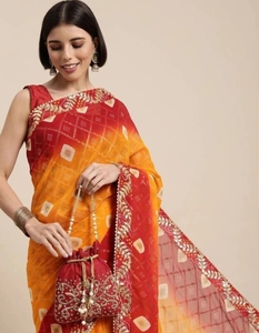 Sari de Georgette KV Estampado para Uso Diario - Product Image 1