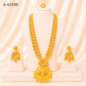 MOLL JEWELLERS - Conjunto de Joyería Étnica al por Mayor para Mujer, Collar con Colgante de Circonio Chapado en Oro y Aretes, Conjunto de Boda A-63096 - Product Image 5