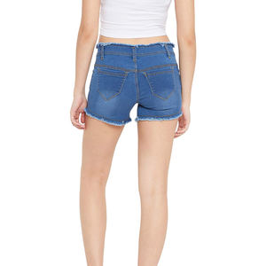 Shorts en jean décontractés sexy taille mi-haute pour femme, délavage acide, couleur personnalisable, respirant, écologique, coupe ajustée - Product Image 5