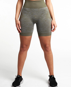 Shorts de Yoga Ligeros para Mujer, Cintura Alta, Tejidos, Color Sólido, Transpirables, Corte Holgado, Cintura Elástica, Spandex, Poliéster, Bordados - Product Image 4