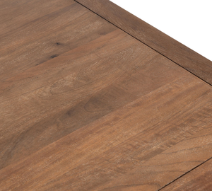 Table à manger moderne en bois de manguier massif, design généreux, bords courbes, plateau rectangulaire, 4 pieds séparés, confortable pour 6 à 8 personnes - Product Image 5