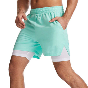 Shorts de baseball en toile unie à taille mi-haute élastique pour homme, respirants, séchage rapide, décontractés, été, 100 % polyester - Product Image 4