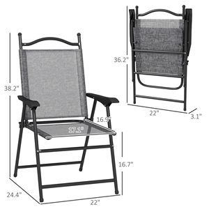 Set di 4 Sedie da Campeggio Pieghevoli in Rete Grigia con Braccioli, Portatili per Esterni, Comode, Personalizzabili con Logo, Facili da Trasportare - Product Image 3