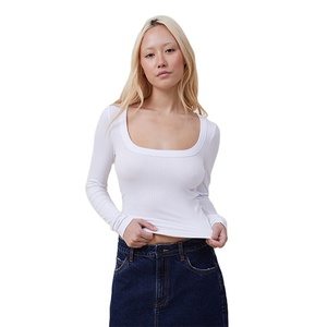 Ropa Casual de Mujer OEM, Estilo Vintage, Material Acanalado, Corte Ajustado, Elástica, Transpirable, de Alta Calidad, Teñido Liso Personalizado, Ligera - Product Image 2