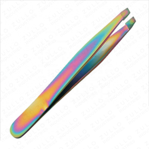Juego de Pinzas para Cejas con Punta Inclinada Recubiertas de Titanio Arcoíris, Herramientas de Belleza Profesionales para Depilación, OEM - Product Image 6