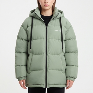 Chaqueta de plumón con capucha para mujer, con cordón ajustable, abrigo cálido de invierno, ropa exterior aislante para exteriores - Product Image 1