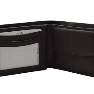 <b>Men's</b> Genuine Leather Bifold <b>Wallet</b> Slim Fold Minimalist Design Short Length Daily Use Length ID Card Slot Open Polyester Coins - Product Image 2