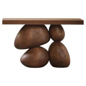 Live Edge Round Wood Console Table <b>Rustic</b> Brown Entryway Handmade Accent Furniture Tabletop Installation <b>Home</b> <b>Decor</b> - Product Image 1