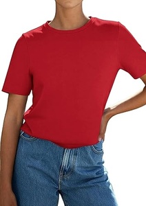 Camiseta de algodón lisa de alta calidad para mujer - Product Image 2