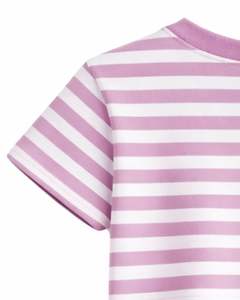 Ensemble décontracté d'été deux pièces pour femme : crop top rayé rose et short, taille élastique, tenue de détente, streetwear, OEM - Product Image 5