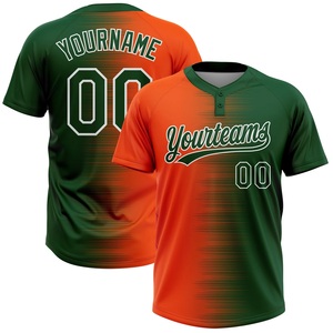 เสื้อซอฟต์บอลพรีเมียมสั่งทำพิเศษ ผ้าตาข่ายเบิร์ดอาย แห้งเร็ว สีเขียวส้มไล่เฉด ชุดทีม ขายส่ง - Product Image 2