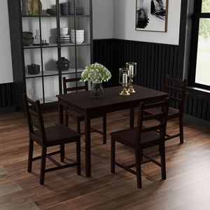 Set da pranzo con angolo colazione in legno da 5 pezzi tavolo da cucina e sedie Color castagna - Product Image 2