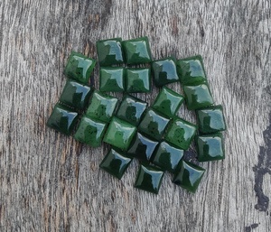 Pierre précieuse en jade néphrite naturel, cabochon carré, dos plat, calibrée, pierre en vrac pour la fabrication de bijoux, fournisseur en gros - Product Image 3