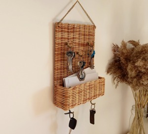 Premium Rattan <b>Wall</b> Key Holder Perfect For Farmhouse Decor Stylish Entryway Key Storage <b>Rack</b> Natural Handmade Look From India - Product Image 3
