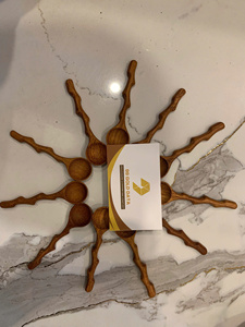 Juego de 5 cucharas de madera de acacia para especias con mangos cortos, cucharas medidoras de madera minimalistas para cocina, cucharas para especias y té - Product Image 3