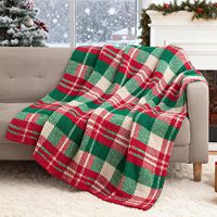 Weihnachtliche Karierte Halbflor-Fleece-Decke Weiche Warme Gemütliche Polyester-Decke für Sofa Bett Heim Feiertagsdekoration