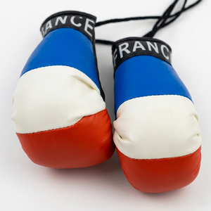 Mini-gant de boxe en cuir PU imprimé numériquement avec motif drapeau français, ornement promotionnel pour voiture, porte-clés, ornement de rétroviseur - Product Image 1